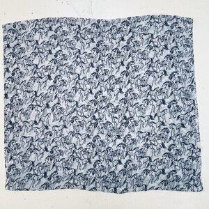 Running Horse Print Aquestrian Infiniti Scarf Gray Black Lightweight Accessory